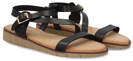 shoes&blues.es Sandalia Plana para Mujer con Diseno de Tiras, Suela Ligera y Flexible, Cierre de Hebilla Ajustable. Plantilla Acolchada Que Mejora la sensacion de Confort en Cada Paso.