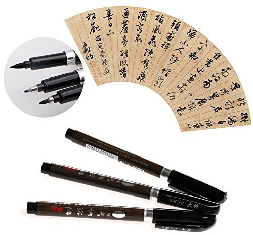 ximimark 6 Chinesische Stift Japanische Kalligrafie Pinsel Wasser Tinte Malerei Pen für Chinesische songwritting Anfänger, 3 Größe Set