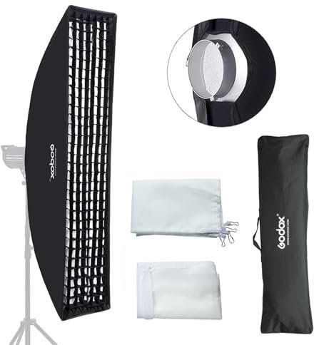 Godox 35 x 160cm Strip Softbox with Honeycomb Grid, Bowens Mount SB-FW Rectangular Softbox for Studio Shooting Flash, Wedding Godox MS300-V,SK400II,SL60 AD400PRO AD600BM AD400PRO