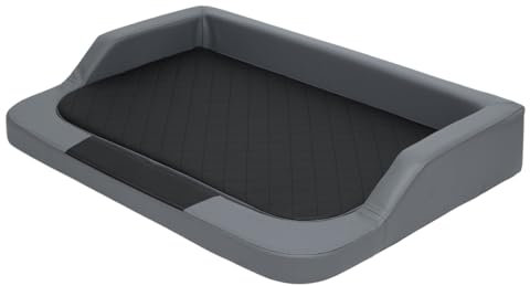millybo orthopädisches MEDICO Lux Hundematratze ÖKOLEINEN, Hundebett für Kleine, Mittlere, Große Hunde - Robustes, wasserdichtes Hundekissen, ergonomisches Tierbett - 120x80x19 cm Grau/schwarz
