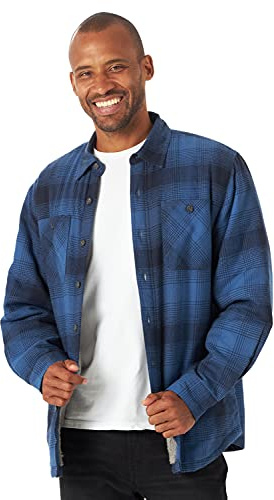 Wrangler Authentics Veste Chemise à Manches Longues doublée en Sherpa pour Homme, Bleu Amiral., Taille XL