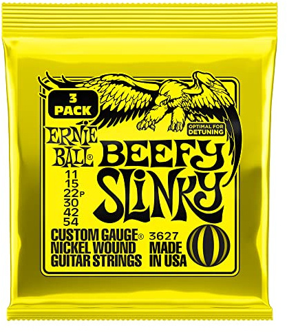Ernie Ball Beefy Slinky Nickel Wound Electric Guitar Strings 3-pack, 11-54 Gauge (P03627)