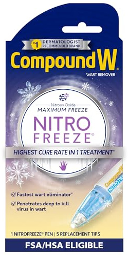Compound W Nitro Freeze Wart Remover, Nitrous Oxide Wart Removal Pen with 5 Replacement Tips