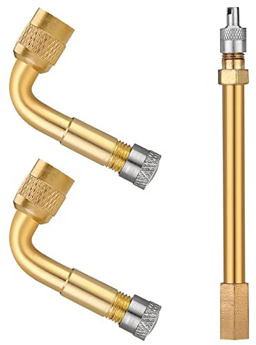Yizhet Reifenventil Verlängerung Set: 2X 90° Winkelventil + 1x 100mm Schrader Adapter, Kompatibel mit Xiaomi M365, Motorrad, Fahrrad & LKW-Reifen