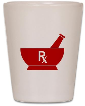 CafePress Red Mortar and Pestle Rx Unique and Funny Shot Glass