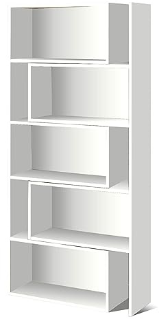eacommerce - Libreria Estensibile in Legno Melaminico | Salvaspazio da 72/138x24x181 cm | Design Moderno e Versatile | Adatta per Casa e Ufficio, Colore Bianco