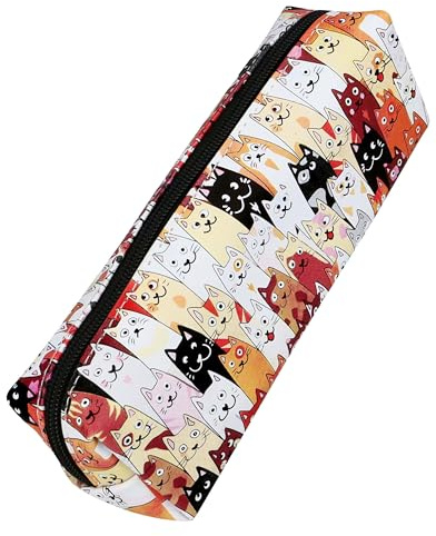 Online Federmäppchen Katzen I Stylische Federtasche für Mädchen & Jungen, ideal für Schule, Uni & Büro I Schlampermäppchen mit praktischem Reißverschluss zur Aufbewahrung von Stiften & Kosmetik