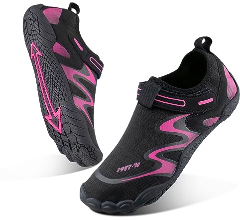 Chaussures aquatiques pour femme à séchage rapide, pieds nus, pour la plage, la natation, la rivière, le lac, la piscine, le surf, le kayak, chaussures de fitness, rose rouge, 39/39.5 EU