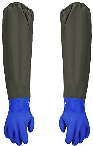 SZKKQKJ Guanti di protezione chimica, guanti di gomma lunghi, guanti per la pulizia del laghetto, una lunga sezione di guanti da lavoro di sicurezza, 74 CM (blu)