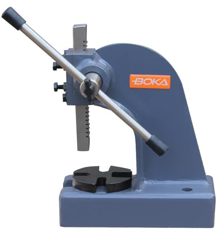 BOKA AP-1/2 Drehdornpresse Dornpresse Zahnstangenpresse,0,5-Tonnen-Dornpresse, 80 mm hohe Hebel-Dornpresse, Handhebelpresse für Werkstatt, Grundplatte 4-fach verstellbar
