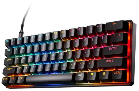 SteelSeries Apex Pro Mini Gen 3 Interruptores OmniPoint 3.0 - Accionamiento Ajustable - Rapid Trigger - Preajustes - Modo protección - Rapid Tap/SOCD - RGB - Teclas PBT - USB-C - Diseño US QWERTY