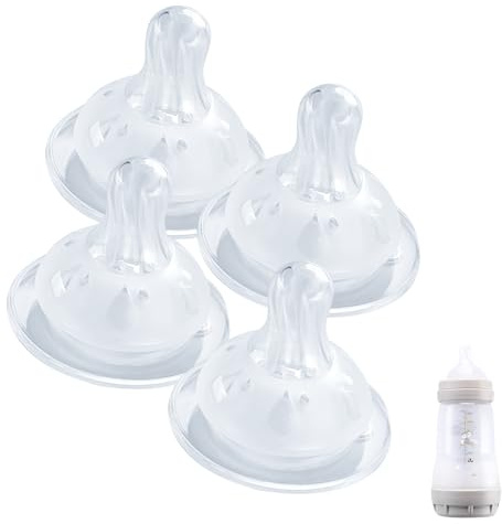 4-pack mjuka silikonnappar kompatibla med MAM-nappflaska – långsamt flöde – 0 månader och längre