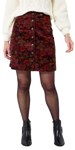 Joe Browns Women's Autumn Printed Cord Mini Skirt, Regular, Red, UK 12