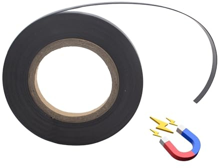 Rouleau de Ruban Magnétique 10 mm x 10 m, Surface Effaçable à Sec pour Tableau Blanc & Bandes Séparatrices, Pour Bureau, Salle de Classe et Art (Noir)