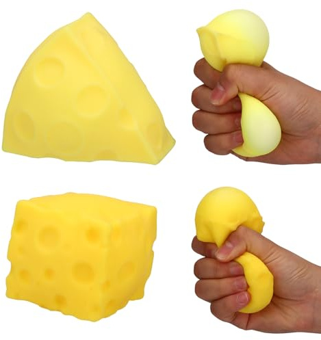 Sinbana 2uds Juguetes Blandos Queso, Juguete Sensorial Anti-Estrés Queso Elevación Lenta y Suave Lindo Juguete para Apretar Cuadrado y Triángulo Calmante para Niños Adultos Regalos
