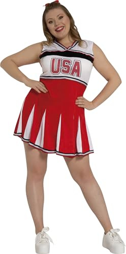 FIESTAS GUIRCA | Disfraz de Animadora Adulta (44-46/XL) - Robe Sportive - Costumes de Cheerleader pour Halloween, Carnaval et Fêtes Déguisées - Idéal pour Adultes - Rouge et Blanc