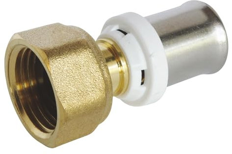 SOMATHERM FOR YOU, Raccord droit à sertir pour tube multicouche Ø16, écrou tournant F20/27, compatible avec profils U, H, TH, conforme norme NF 545, étanchéité sécurisée