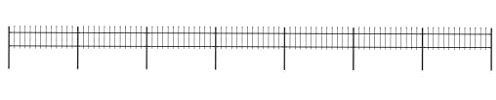 vidaXL Gartenzaun mit dekorativen Speerspitzen Schmuckzaun Metallzaun Zaun Zaunelemente Stahlzaun Gitterzaun Zaunfeld Tor Stahl 11,9x0,6m Schwarz