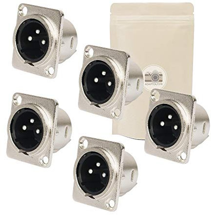 5x Connettore XLR maschio 3 poli pin da saldare - Connettore stereo 100% in metallo - Per altoparlante amplificatore - Adaptout marca francese