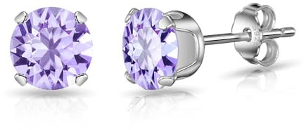 Philip Jones Sterling Silver Provence Lavender Earrings Created with Zircondia® Crystals