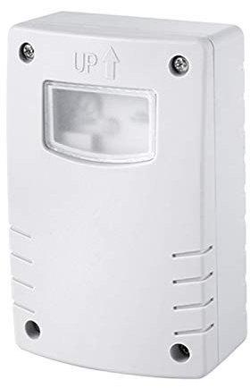 PS-TECH Interrupteur crépusculaire extérieur IP54 avec minuterie 1-9 heures, réglage d'intensité lumineuse 3-500 lux, montage mural, gris