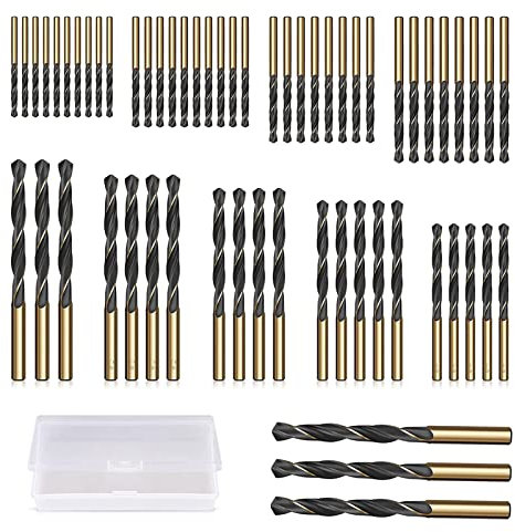 CYLBAQ 60 Stück Spiralbohrer Set HSS Bohrer Metall, 1-6mm Metall Spiralbohrer Set Handspiralbohrer Bohrersets Werkzeuge 135° Spitze Holzbohrer für Holz,Kunststoff
