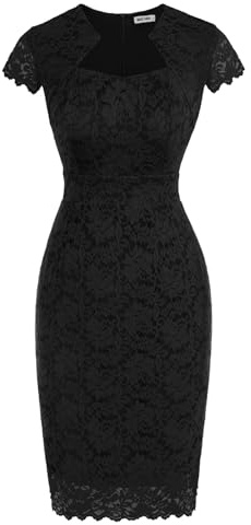 GRACE KARIN Women's Lace Pencil Dress Black Wear to Work Business Dress S