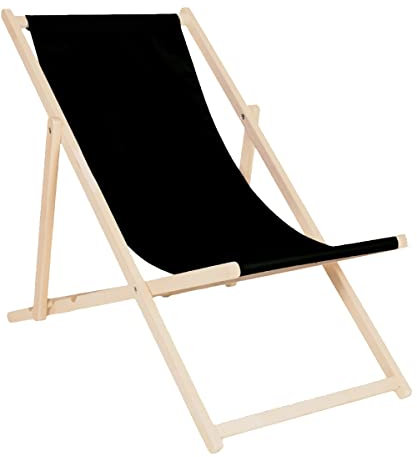 Systafex Premium Relaxliege Liegestuhl Strandstuhl Gartenliege Klappliegestuhl Sonnenliege klappbar (schwarz)