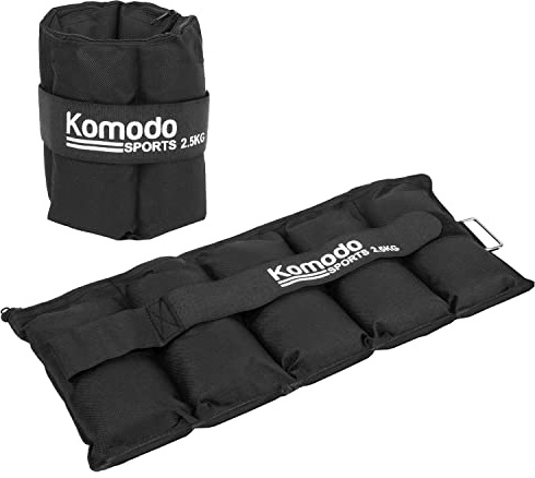 Komodo Adjustable Ankle Weights Pair (Black, 2 x 2.5kg (5kg Total))