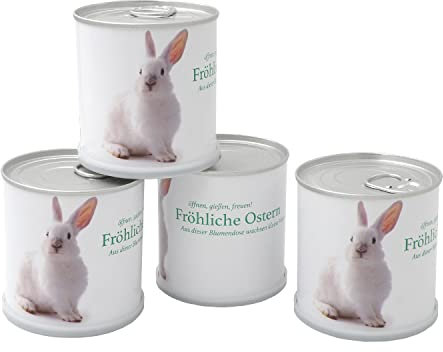 MacFlowers Ostergrüße zu Ostern Osterstrauß Osterhase Anzucht Set mit Sonnenblumen Vergissmeinnicht Kornblumen Schmuckkörbchen Saatgut - 4er Set Geschenk