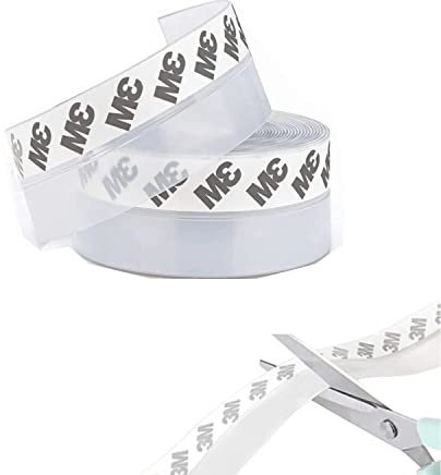 Sealing Strips, 35mm x 5m Door and Windows Strip Bottom House and Glass Shower Door Seal Strip Transparent Self-Adhesive Silicone Sealing Tape for Garage Cupboard Shower Room Weatherproof Soundproof