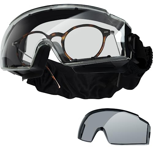 ONETIGRIS Tactical Goggles Over Glasses, Anti Fog Tactical Eyeglasses, Safety OTG Goggles Protection with Interchangeable Len