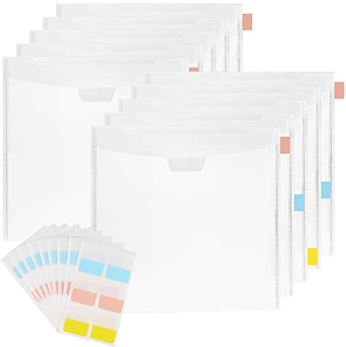 10st Scrapbook Paper Storage Organizer med 60st Färgglada Klibbiga Indexflikar Scrapbook-Pappershållare med Spännedesign för Förvaring av 30,4x30,4cm Scrapbook-Papper Foton Kartong