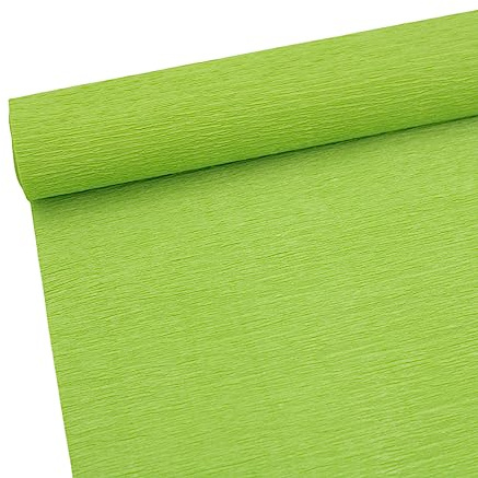 Rotolo di carta crespa premium da 70g per la realizzazione di fiori, fogli di carta crespa bianca verde rosa per festoni, larghezza 25,4 cm, lunghezza 2,4 m (verde erba)
