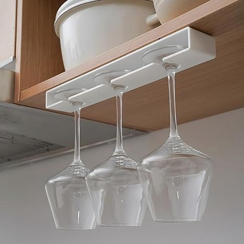yozhch 2 Pack Wine Glass Rack, Self-Adhesive Glasses Holder Under Shelf, Hanger Under Cabinet Stemware Rack, Wine Glasses Hanging Shelf Display Stand