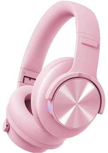 Picun B8 Casque Bluetooth sans fil 120 h avec 3 modes musicaux EQ, appels mains libres, basses profondes pour voyage, maison, bureau, téléphone portable, PC (rose)