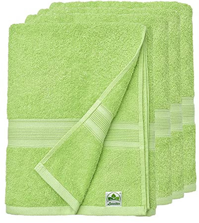 leevitex® Handtuch 4er Set aus 100% Baumwolle, weich und saugstark | 500 g/m² | 50 x 100 cm | Apfelgrün