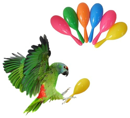 TTFdacai 6 Pcs Parrot Rattle Shaker Musical Sound Toy Funny Bell Toys Mini Sand Hammer Bird Parrot Toys for Chicken Bird Parrot Parakeet Cockatiel Budgies Love Birds (Random Color)