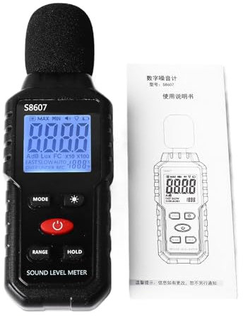 Medidor de Decibelios de Sonido Pantalla LCD Digital Pantalla Retroiluminada Medidor de Nivel de Sonido Lector de Decibelios de Ruido Medidor SPL Portátil 30-130dB