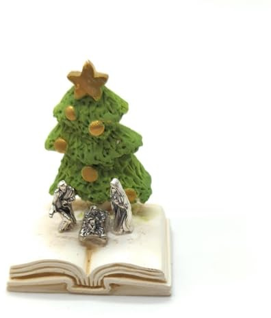OVUNQUE PROTEGGIMI Harts krubba i harts, minikrubba med helig familj i metall, religiösa juldekorationer, julklappsidé tillverkad i Italien (julgran, 6 x 4,5 cm)