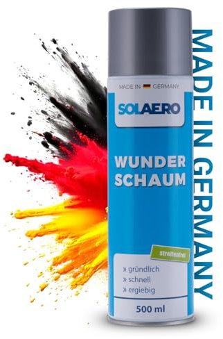 SOLAERO Wunderschaum Aktiv-Reinigungsschaum (500ml) – Streifenfreie Reinigung für Polster, Scheiben, Metall, UVM - Ideal für Haushalt, Auto, Bad und Büro - Herstellung Deutschland