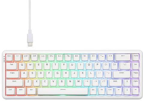 MechLands AK680 Max Clavier de Jeu Filaire avec Interrupteur à Effet Hall, Clavier magnétique à déclenchement Rapide avec taux d'interrogation de 8K, RGB (Blanc)