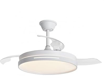 LEDUNI Ventilador de techo con luz con mando, 3 aspas Motor DC 30W+Luz LED 66W,temporizador, 6 velocidades, aspas retráctiles, 3 temperaturas de luz, función verano-invierno Silencioso (Blanco, 50CM)