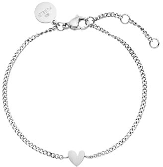 Purelei® Tiny Heart Armband – Filigranes Armband mit Herz-Anhänger | Edelstahl 18K vergoldet, Silber, Roségold | Verstellbare Länge (Silver)