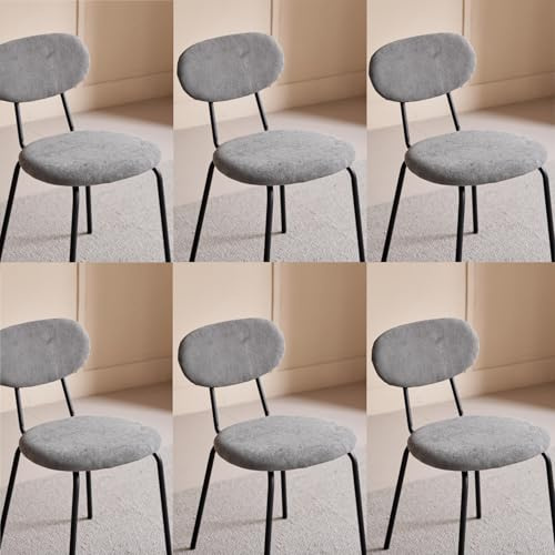JZGORC Set di 6 Sedie da Pranzo, Sedia da Cucina Impilabile, Sedia da Pranzo Oderna Imbottita con Gambe in Metallo Nero per Soggiorno, Sala da Pranzo, Cucina, Camera da Letto - Grigio Scuro