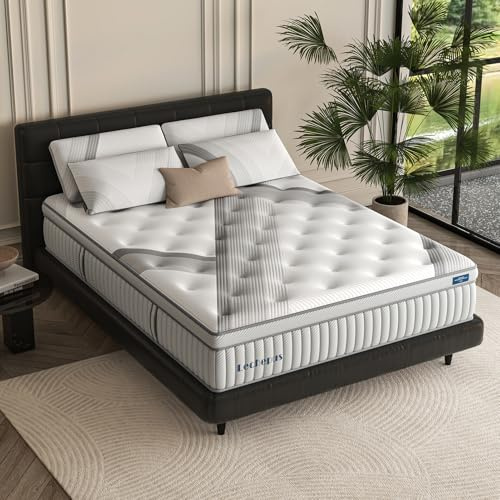 Lechpeus Full Mattress,14 Inch Medium Plush Hybrid Mattress in Box,MDI Soft Memory Foam & 7-Zone Pocket Springs ,Motion Isolation& Back Pain Relief,Enhanced Support Full Bed,None Fiberglass
