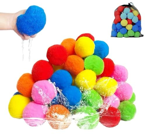 Bombe D'acqua Riutilizzabili, 30PCS Palline D'acqua Spugna, Giocattolo Spugna Morbida Riutilizzabile Assorbe Lacqua Per Bambini E Adulti, Lavabile Schizzi Bomba Palla Gioco Acquas Gioco Esterni
