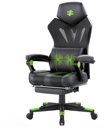 Seenda GCP-25 Ergonomic Massage Gaming Chair – High Back Office Chair 135° Reclining with Footrest, Breathable Mesh & 330lb Capacity, Silent Casters for Home Desk and Long Work Sessions