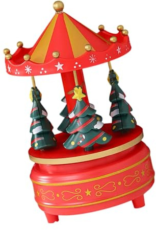 Oxxggkao Caja de música giratoria de árbol de Navidad con melodías festivas, decoración de mesa para el hogar, regalo familiar, caja de música de Navidad con manivela