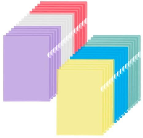 30 Pièces Pochette a Plastifier A4, Pochette Transparente A4 Pochettes Plastiques Couleur Chemise Plastique pour Dossiers, Bureau, École, Travail, Rapport, Présentation